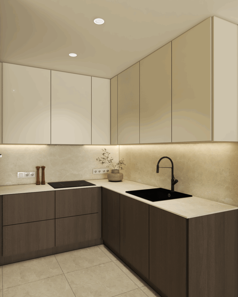 Beżowa kuchnia projekt z Kosciana