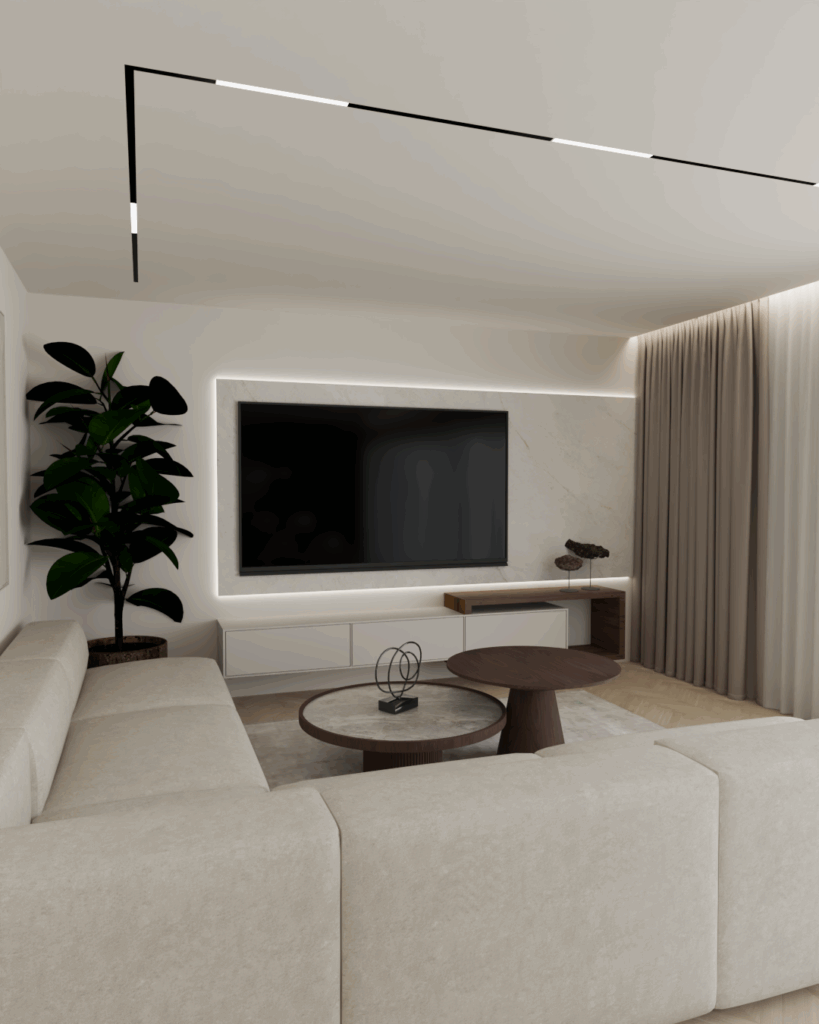 Nowoczesne wnętrze z wyspą kuchenną i strefą relaksu – Kościan